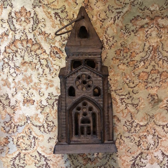 Vintage Candle TwinkleLight Cast Iron Church Steeple Hanging Decoration OldWorld - Picture 3 of 16